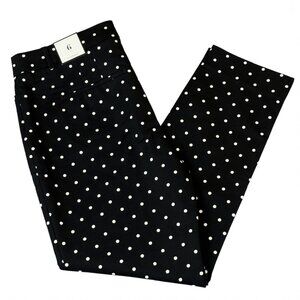 NWT White House Black Market The Slim Ankle Polka Dot Mid Rise Black Pants 6R